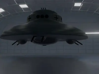 Haunebu 2 ufo flying in sky 3D model
