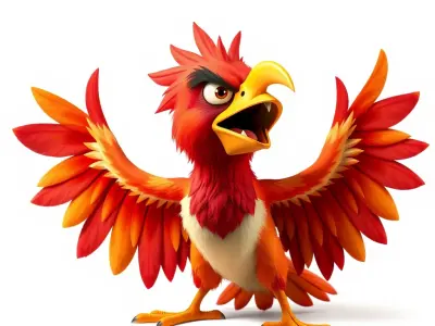 Vibrant Phoenix Bird Model Pack for Animation and Games Low-poly 3D model