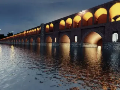 Thirty three bridges Isfahan Iran 3D model
