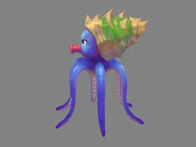 Cartoon Octopus Monster Low-poly 3D model
