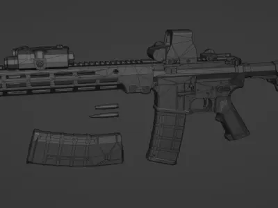 low-poly M4A1 SOPMOD Block III URGI Free 3D model