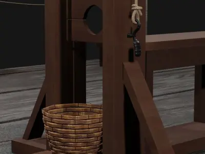 Guillotine wooden dock with chair Free 3D model