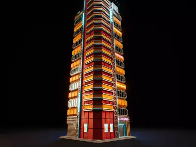 SCIFI CYBERPUNK FUTURISTIC NEON SKYSCRAPER 06 Low-poly 3D model