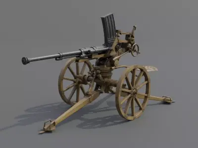 Type 98 20 mm anti-aircraft machine cannon Low-poly 3D model
