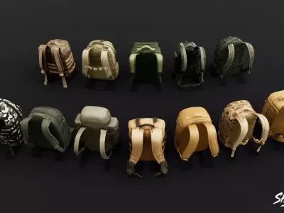 Military Backpack Pack Low-poly 3D model