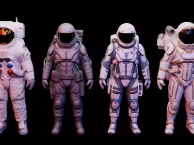 Astronaut Spacesuits 3D Model Low-poly 3D model
