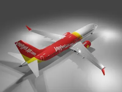 Vietjet airlines Boeing 737 max 8 200 3d model  Low-poly 3D model