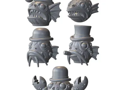 Squelchy Fish Pirate Kitbashing 32mm Tabletop Miniature Bits 3D print model