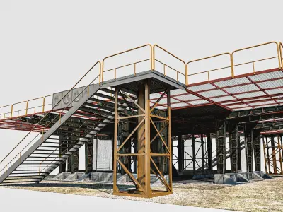 Warehouse And  Helipad Low-poly 3D model