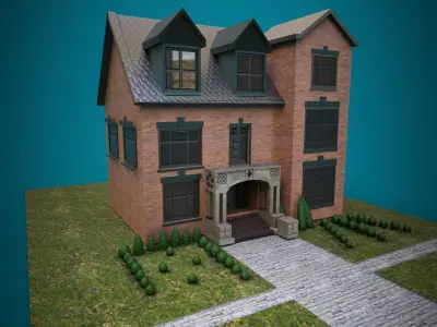 PBR Exterior House Model  Game ready Ready Low-poly 3D model