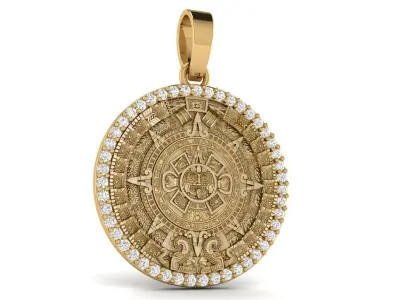 Mayan Calendar 1 inch Diamond Pendant 3D print model