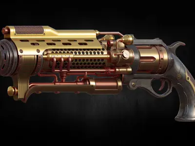 Stylized Sergey zimmer low poly Game ready gun Low-poly 3D model