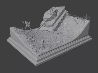 Trap for the Tiger WWII Tiger Tank Diorama STL File 3D print model