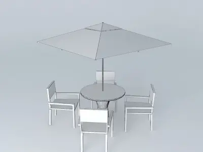 Table with chairs and ombrelone Free 3D model