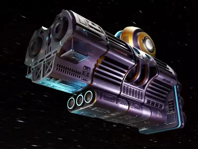 Galactic Core spaceship Low-poly 3D model