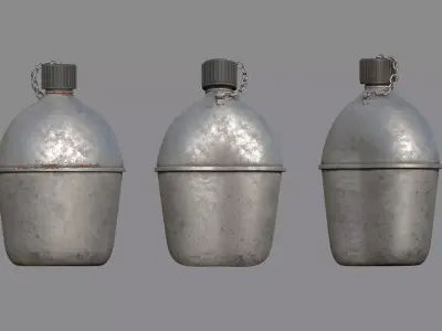 Military drinking canteen bottle - world war2 3D model