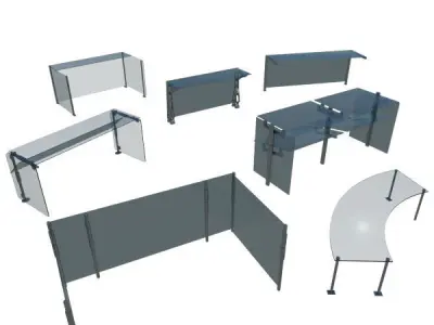 8 Sneeze Guards for a Restaurant 3D model