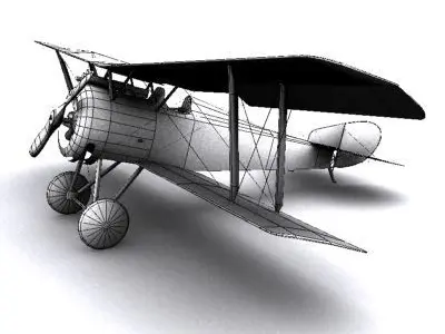 Hanriot HD1 fighter WW1 low-poly  biplane  Low-poly 3D model