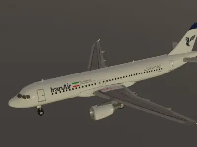 Iran air airbus a320-214 low poly 3D Model  Low-poly 3D model