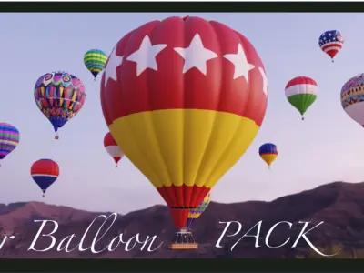 Hot Air Blloon Pack 3D model