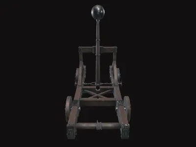 Medieval Catapult V02 Old Low-poly 3D model
