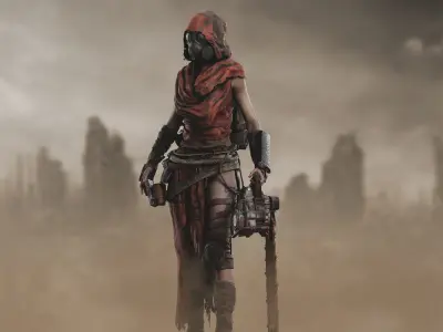 Post Apocalyptic Girl Low-poly 3D model