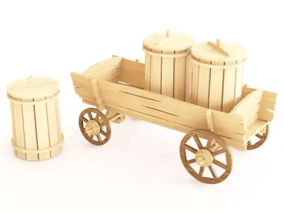 Carriage wooden toy 3D model