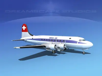 Douglas DC-4 Swissair 3D model