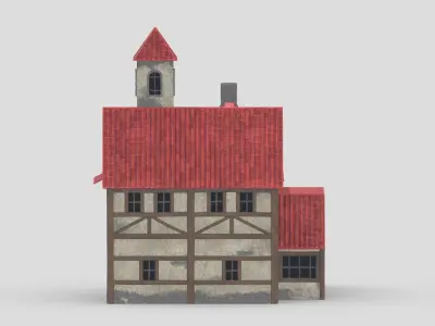 Medieval Building 04 Low Poly PBR Realistic Low-poly 3D model