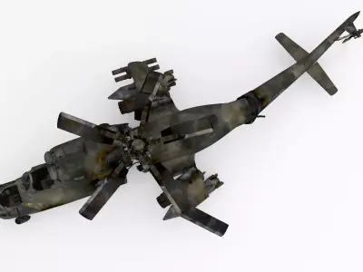 Mi-24 Crashed Low-poly 3D model