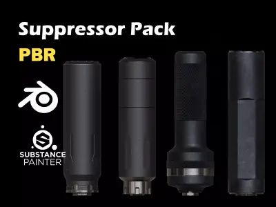 Suppressor Pack PBR Low Poly Low-poly 3D model