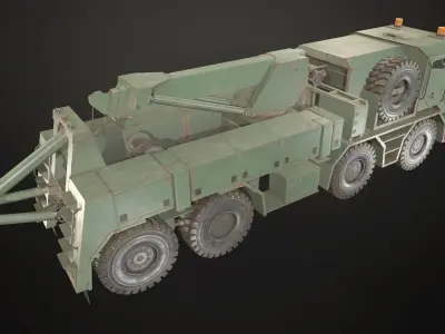 Heavy Military Truck V2 - Wrecker Low-poly 3D model