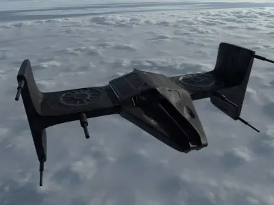 Spaceship 3D model Low-poly star wars tie fighter Low-poly 3D model