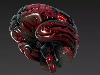 Dark Red Cyberpunk Tech Brain Model Bundle 3D model