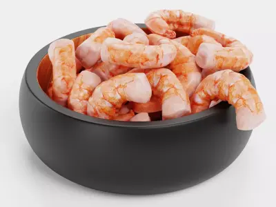 Shrimps in Bowl - Realistic Seafood Serving Scene 3D model
