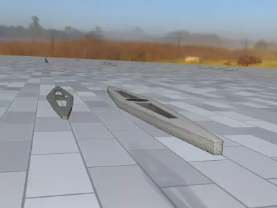 Concrete Power Pole Cross Connection 6 - Object 117 Low-poly 3D model