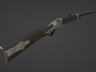 1862 Sharps Percussion Civil War Carbine Low-poly 3D model