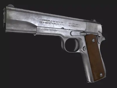 M1911 Game Ready silver gun Low-poly 3D model