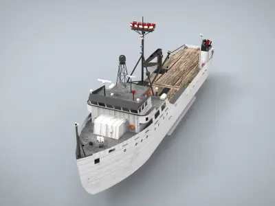 reasearch ship Low-poly 3D model