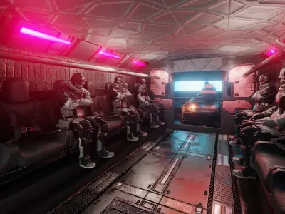 Armored Riot Truck - Sci-Fi Military Vehicle w Detailed Interior Low-poly 3D model