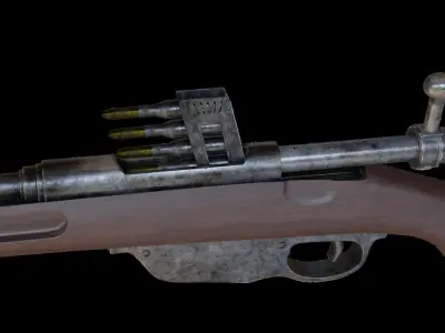 Mannlicher Rifle with square sight - Rigged 3D model