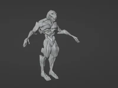 Darkoid reptile humanoid monster statue 4 poses included 3D model