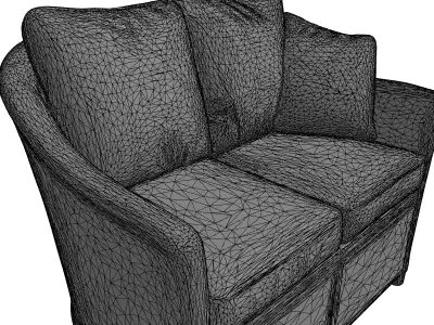 Outdoor Rattan Loveseat Blue Cushions Low-poly 3D model