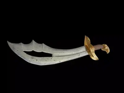 Eastern One-handed Fantasy Sword PBR Free low-poly 3D model