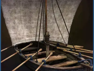 Medieval Boat Low-poly 3D model