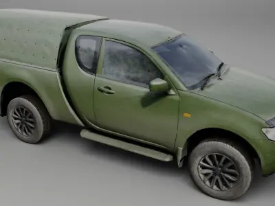 Mitsubishi L200 pickup truck vehicle military lowpoly 3D model