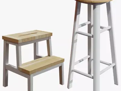Bar stool and stepping stool Free low-poly 3D model