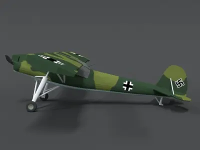 Low Poly Cartoon Fieseler Fi 156 Storch WWII Airplane Low-poly 3D model