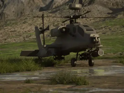 AgustaWestland AH-64 Attack Helicopter Low-poly 3D model