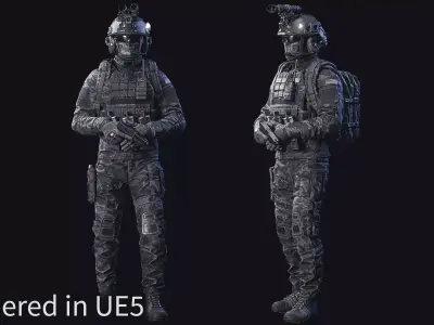 Modular Soldier Character Army Tactical Spec Ops 03 Low-poly 3D model